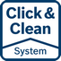 Система Click & Clean – 3 основных преимущества Хороший обзор рабочей зоны: работа идет быстрее, а результаты становятся точнее Вредная пыль мгновенно убирается: защита вашего здоровья Уменьшение количества пыли: увеличение срока службы инструмента и принадлежностей