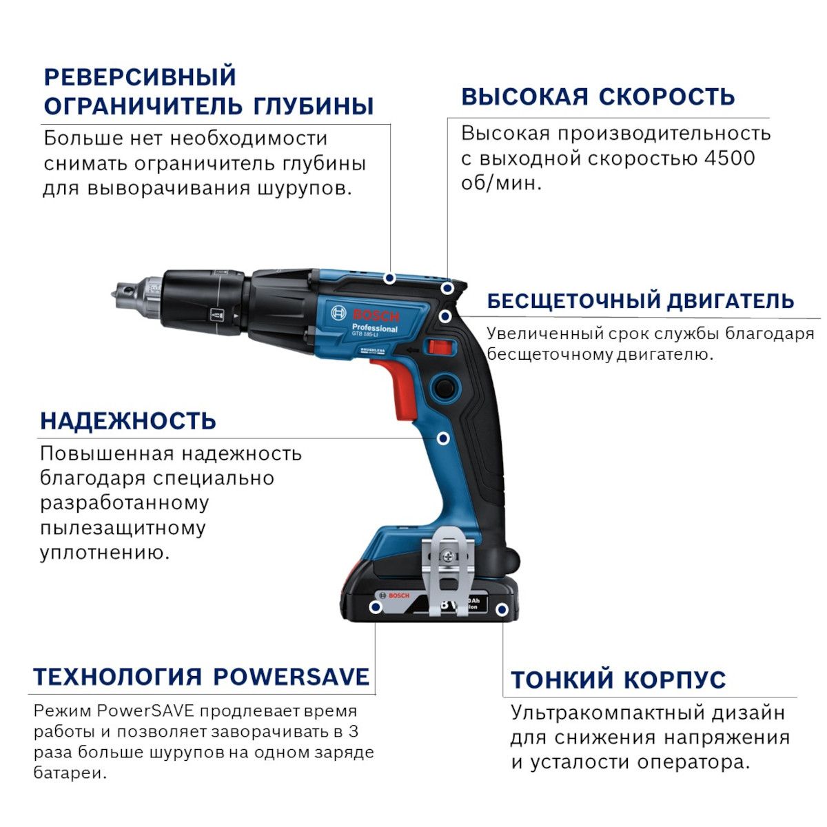 Аккумуляторный шуруповерт Bosch GTB 185-LI 06019K7020