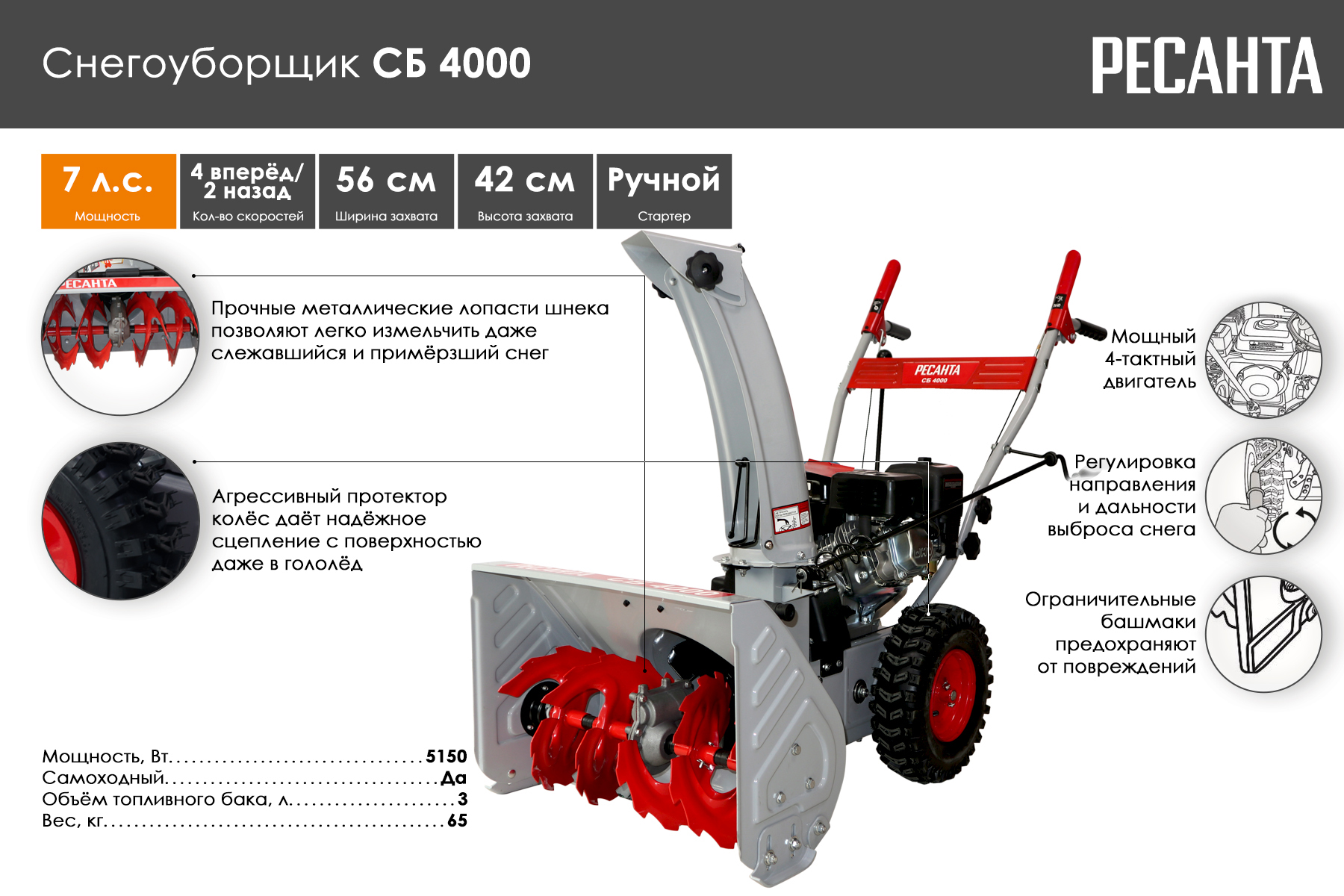 Снегоуборщик Ресанта СБ 4000 70/7/29